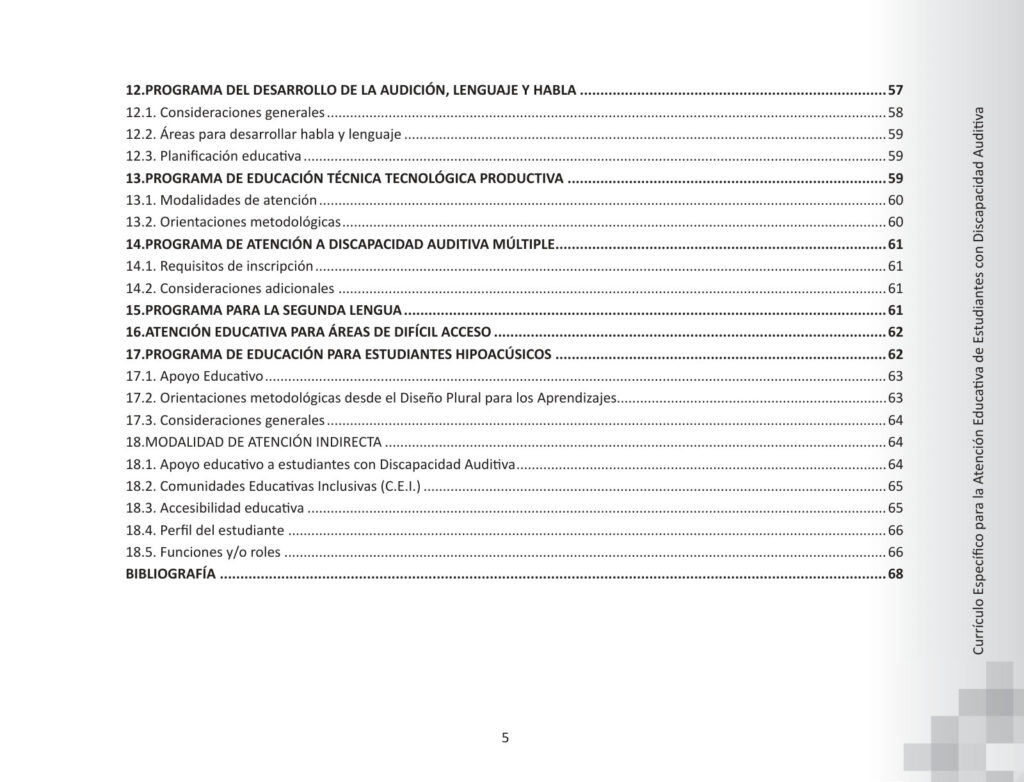 Currículo Específico para la Atención Educativa de Estudiantes con Discapacidad Auditiva (MINEDU) PDF 5 Índice de Currículo Específico para la Atención Educativa de Estudiantes con Discapacidad Auditiva (MINEDU) PDF (3)