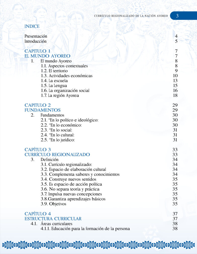 Índice de Currículo Regionalizado de la Nación AYOREO (MINEDU) PDF