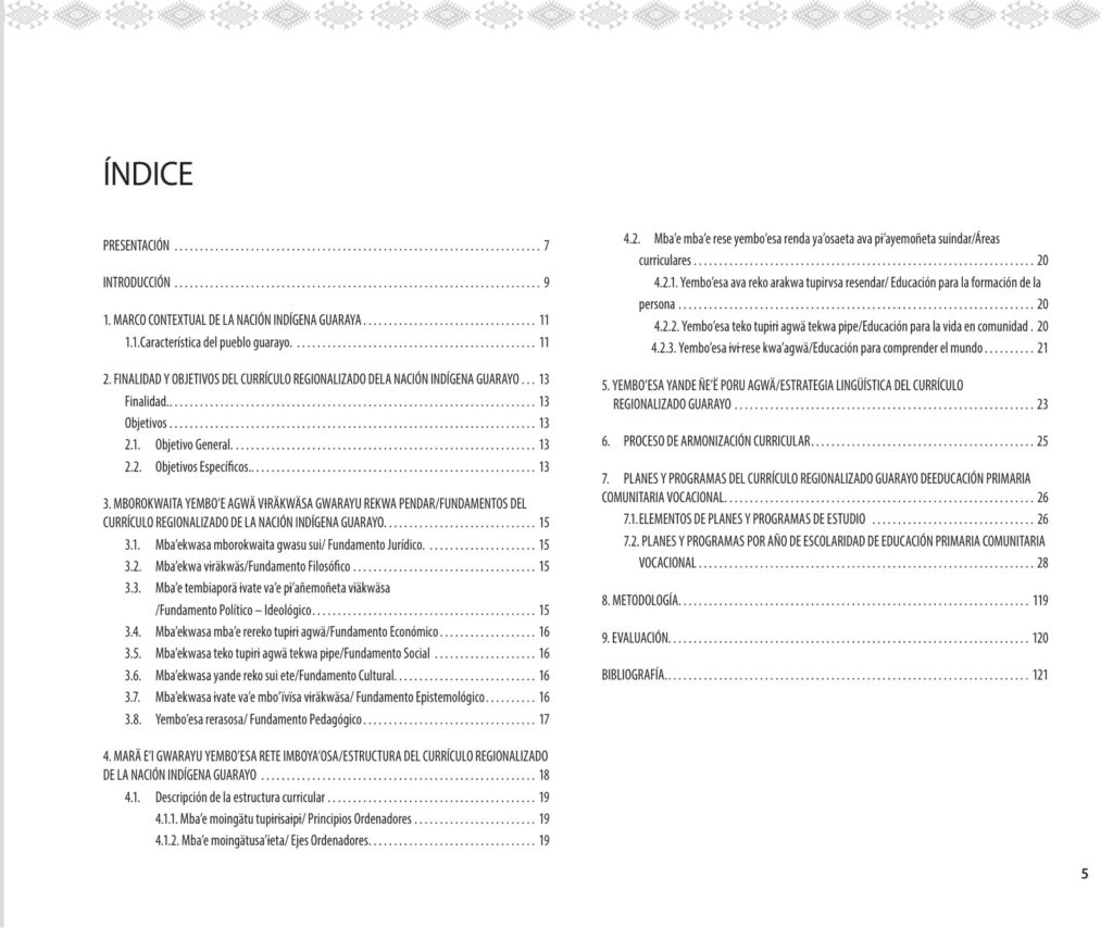 Índice de Currículo Regionalizado de la Nación Indígena MOJEÑO TRINITARIO (MINEDU) PDF