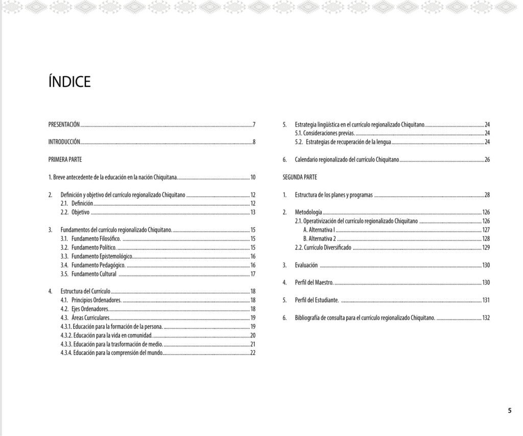Índice de Currículo Regionalizado del Pueblo Indígena CHIQUITANO (MINEDU) PDF