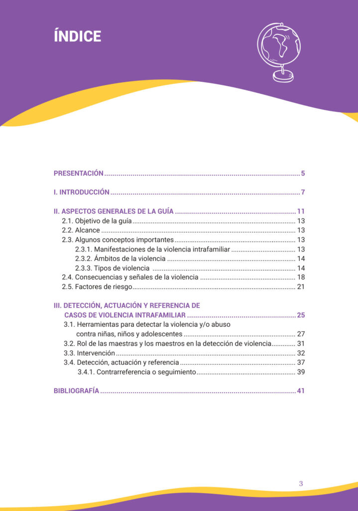 Guía para la Identificación y Denuncia de la Violencia Interfamiliar (MINEDU) PDF 3 Índice de Guía para la Identificación y Denuncia de la Violencia Interfamiliar (MINEDU) PDF
