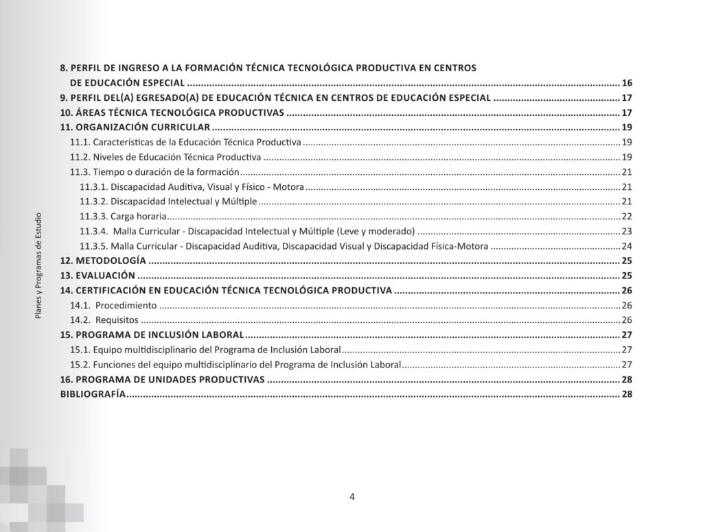 Índice de Lineamientos Curriculares y Metodológicos de Formación Técnica Tecnológica Productiva para Personas con Discapacidad en Centros de Educación Especial (MINEDU) PDF (2)