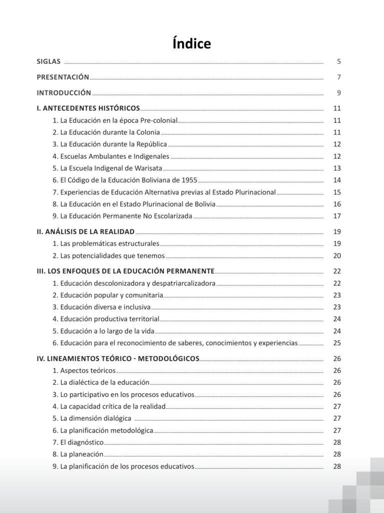 Índice de Lineamientos Metodológicos - Educación Permanente No Escolarizada (MINEDU) PDF