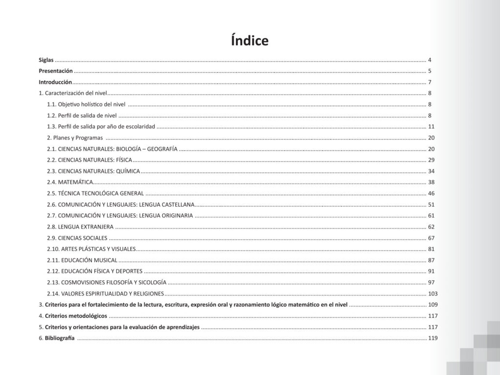 Índice de Planes y programas de estudio - Nivel Secundaria (MINEDU) PDF