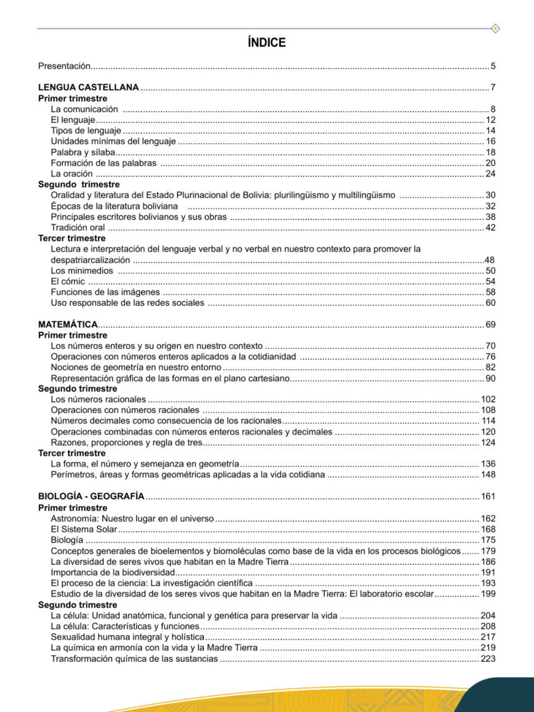 Texto de Aprendizaje 1ro de Secundaria (MINEDU) PDF 3 Índice de Texto de Aprendizaje 1ro de Secundaria (MINEDU) PDF