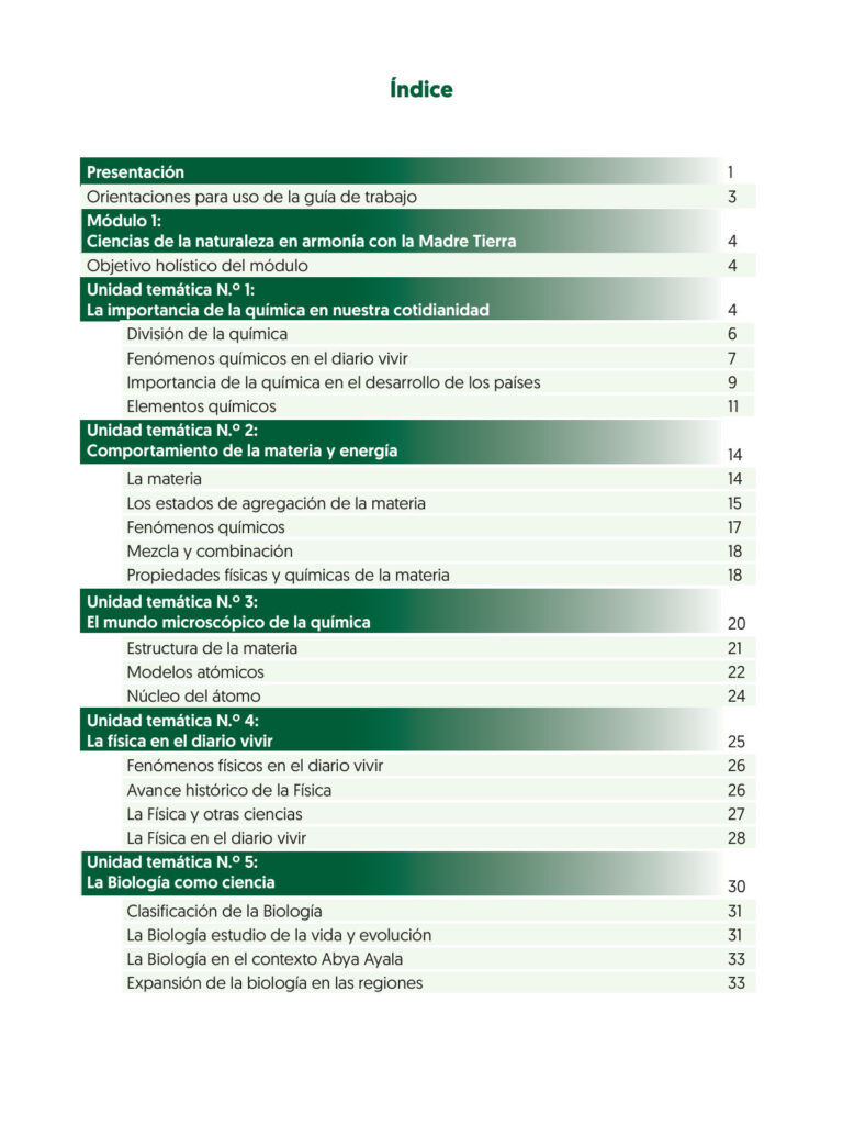 Texto de Ciencias Naturales - Aprendizajes Aplicados (MINEDU) PDF 3 Índice de Texto de Ciencias Naturales - Aprendizajes Aplicados (MINEDU) PDF