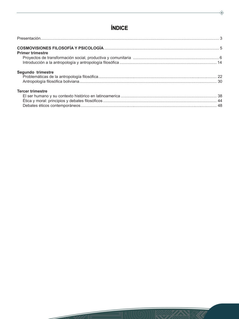 Índice de Texto de Filosofía y Psicología 6to de Secundaria (MINEDU) PDF