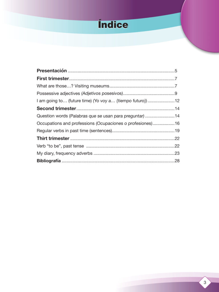 Texto de Inglés 6to de Primaria (MINEDU) PDF 3 Índice de Texto de Inglés 6to de Primaria (MINEDU) PDF