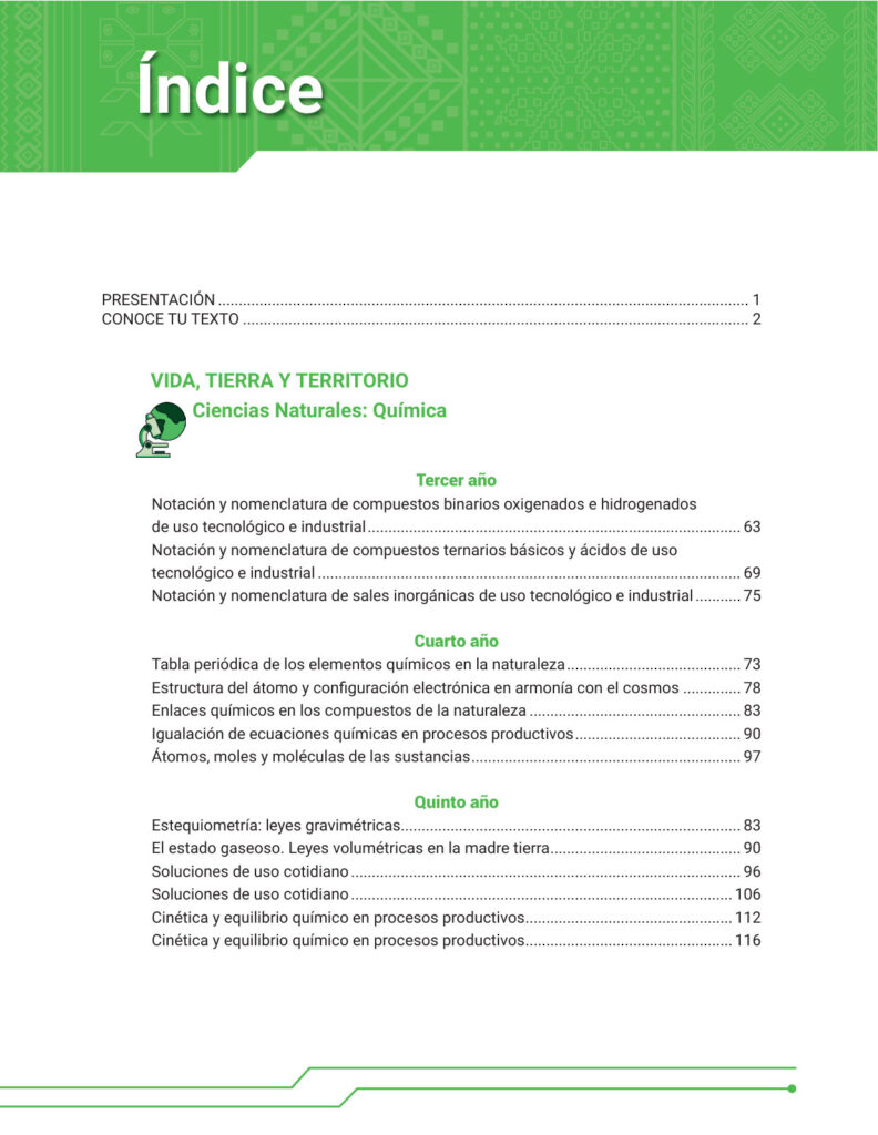 Química Todos los grados de Secundaria - Texto para Maestros (MINEDU) PDF 3 Índice de Texto para Maestros Química Todos los grados de Secundaria (MINEDU) PDF