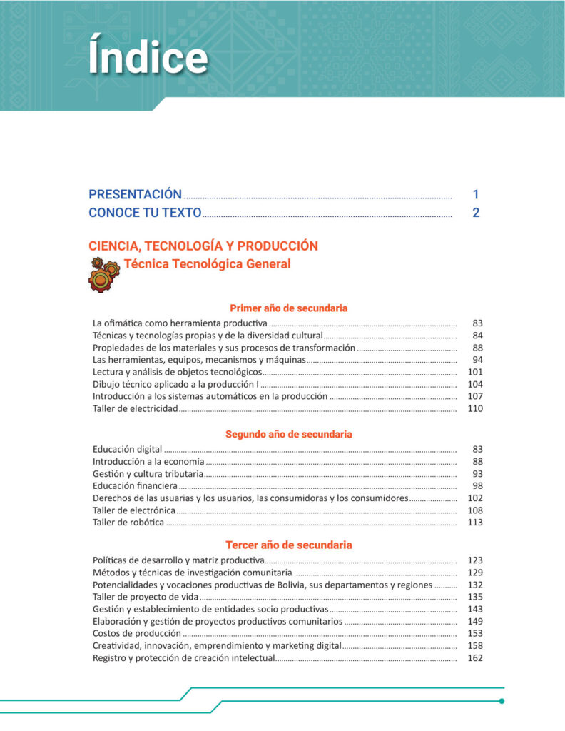 Texto para Maestros Técnica Tecnológica Todos los grados de Secundaria (MINEDU) PDF 3 Índice de Texto para Maestros Técnica Tecnológica Todos los grados de Secundaria (MINEDU) PDF