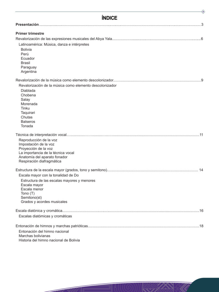 Índice de Texto de Música 4to de Secundaria (MINEDU) PDF