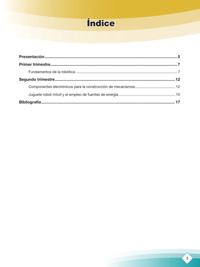 Índice de Texto de Robótica 4to de Primaria (MINEDU) PDF