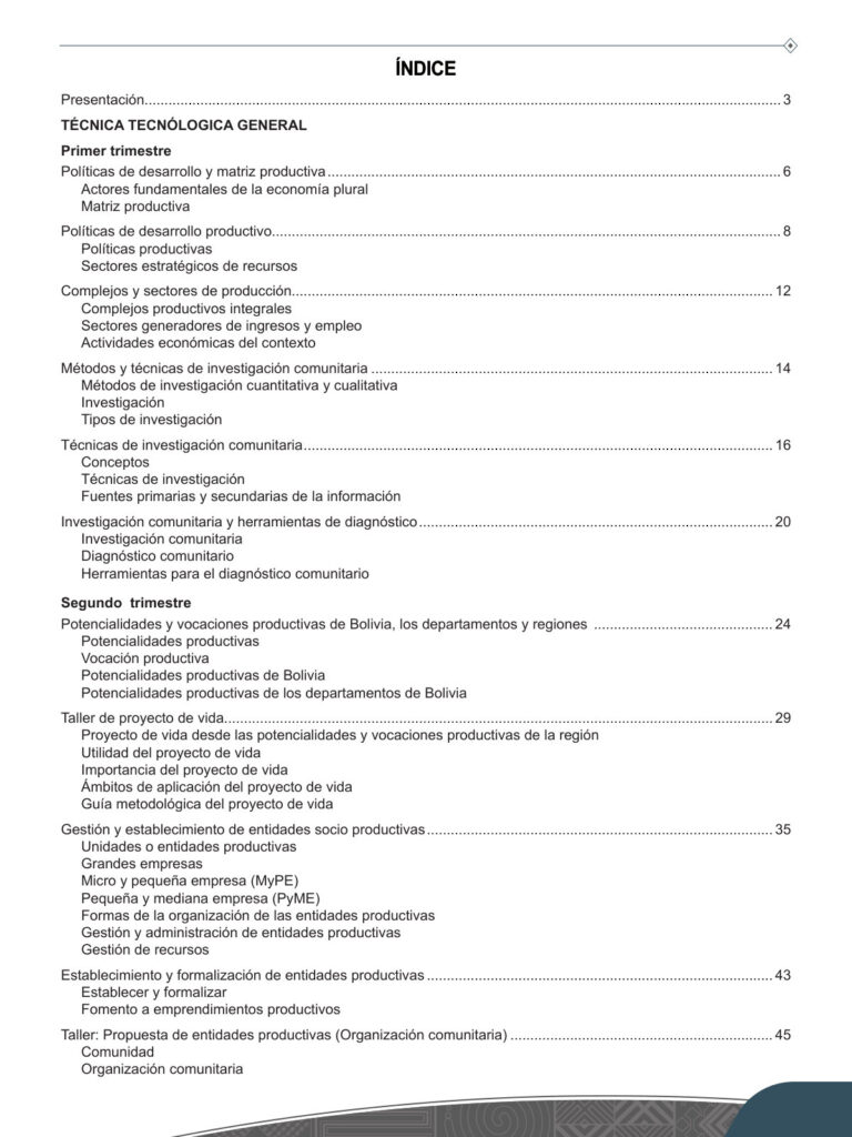 Índice de Texto de Técnica Tecnológica 3ro de Secundaria (MINEDU) PDF