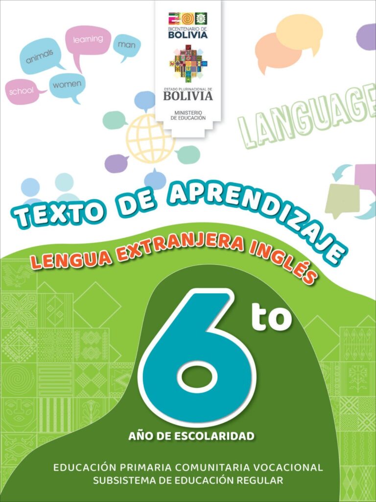 Texto de Inglés 6to de Primaria (MINEDU) PDF 1 Portada Texto Inglés Sexto Primaria